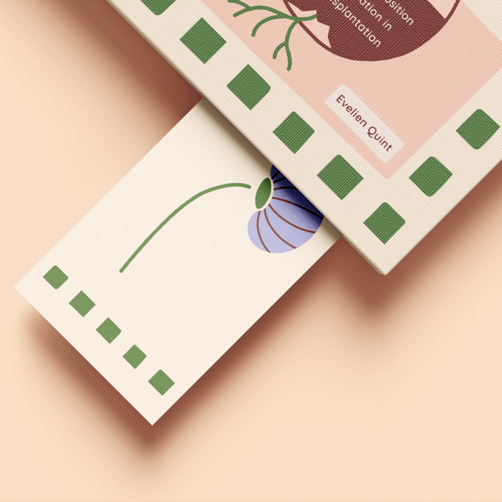 Proefschriftomslag Evelien Quint: vaas met diverse bloemen; subtiele nier-vormen in de bloembladen; symboliek van maatwerk, prehabilitatie en kwetsbaarheid