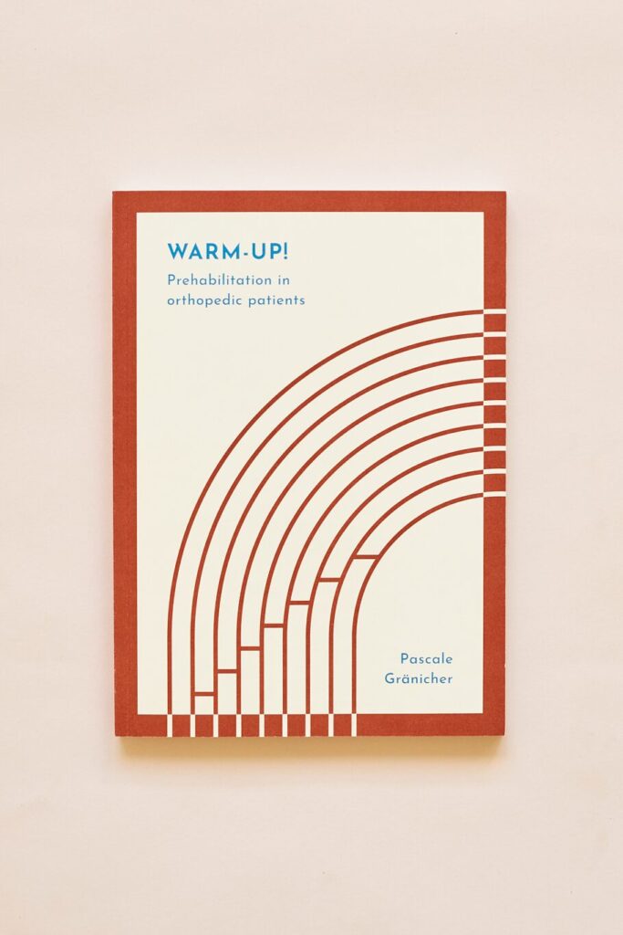 Pascale Granicher – Warm-up: Prehabilitation in orthopedic patients: Proefschriftomslag prehabilitatie bij orthopedische patiënten – ontwerp door Kira
